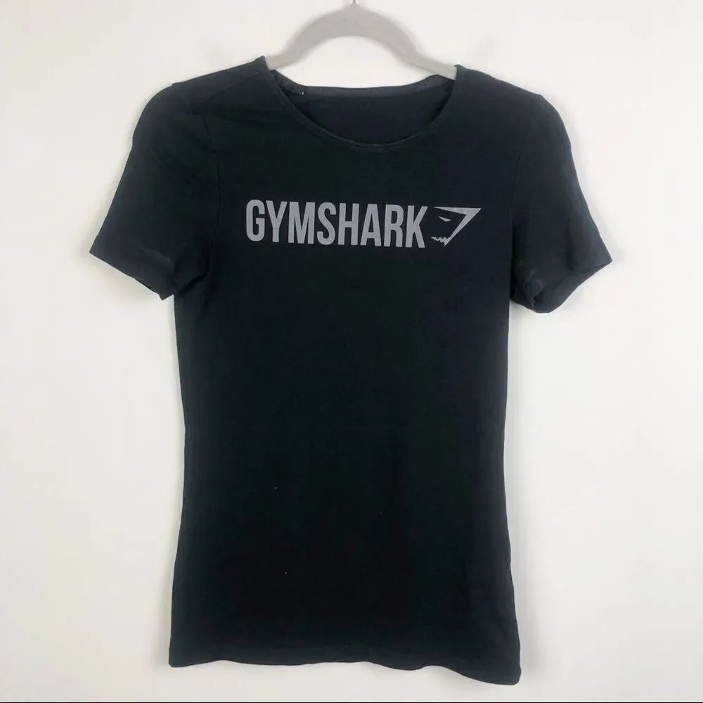 GYMSHARK | Black Fitted Short Sleeve Logo Tee